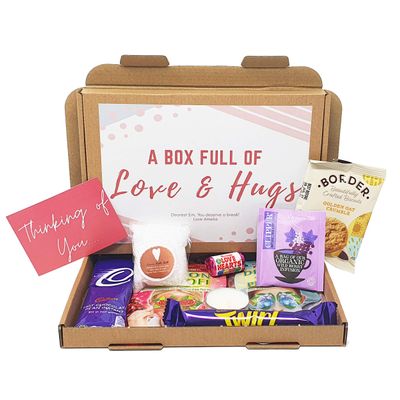 Personalised Pamper Treat Box Letterbox Gift Box Hug in a Box Drink Hamper - You got this, Anxiety Worry Take a break - Lockdown - Birthday, Thinking of You, Missing you (Polka Dots - Thinking of you)