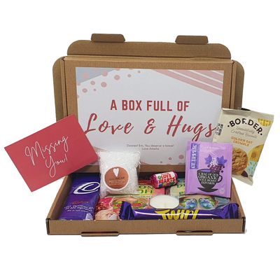 Personalised Pamper Treat Box Letterbox Gift Box Hug in a Box Drink Hamper - You got this, Anxiety Worry Take a break - Lockdown - Birthday, Thinking of You, Missing you (Polka Dots - Missing you)