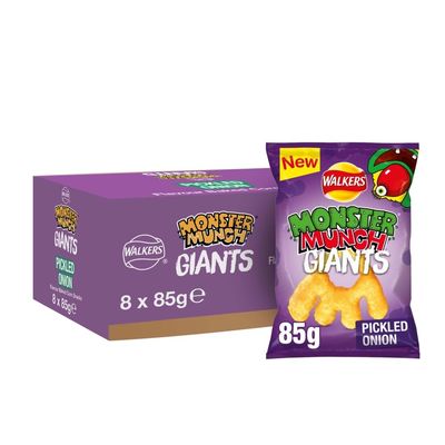 Walkers Monster Munch Giants Pickled Onion Sharing Snacks Crisps 85g
