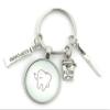 FizzyButton Gifts Tooth Print Silver Tone Keyring Key Ring with Toothpaste, Toothbrush and Dental Floss Charms view 1