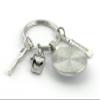 FizzyButton Gifts Tooth Print Silver Tone Keyring Key Ring with Toothpaste, Toothbrush and Dental Floss Charms view 2