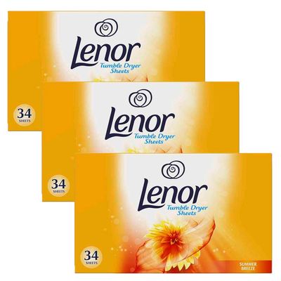 3 x 34 Tumble Dryer Sheets Summer Breeze Laundry Linen Fabric Conditioner Fresh Clothes