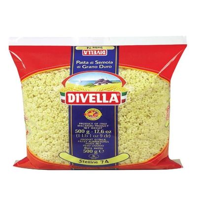 DIVELLA DURUM Wheat Semolina Pasta STELLINE 74 GR 500 X 24