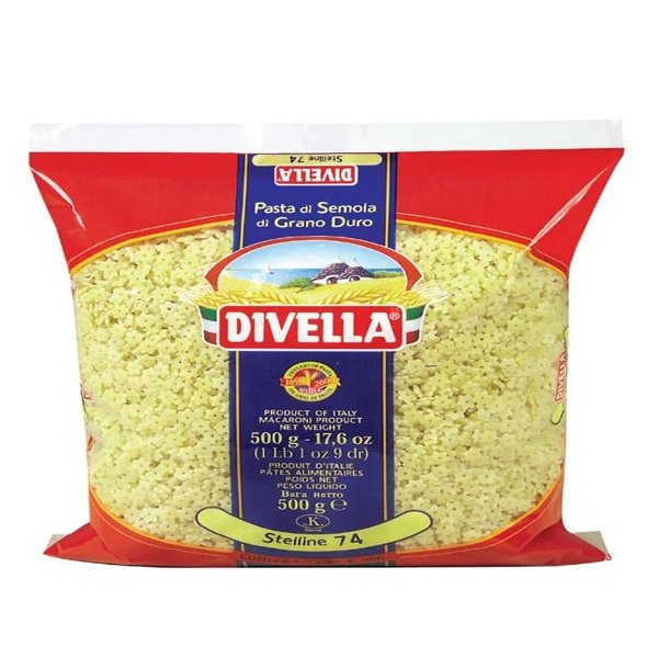 DIVELLA DURUM Wheat Semolina Pasta STELLINE 74 GR 500 X 24