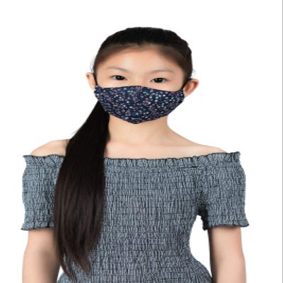 LOFBAZ Cotton Cloth Face Coverings Adult Kid Washable Reusable with Filter Pocket (Floral Navy Kids, Big Kids - 9 to 13 Years)