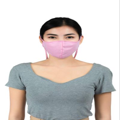 LOFBAZ Cotton Cloth Face Coverings Adjustable with Nose Wire Washable Reusable with Filter Pocket (Pink - Pack of 3, Adult L)