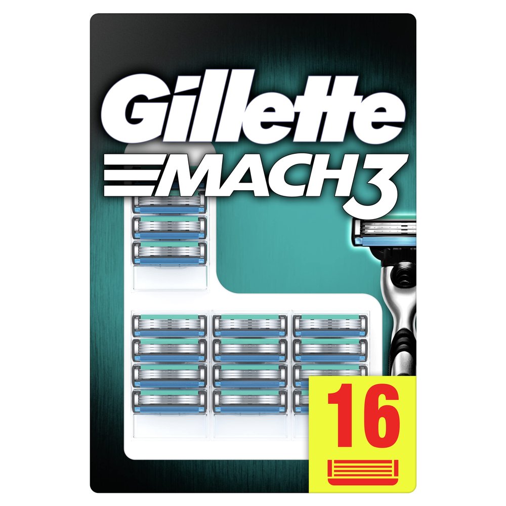 Gillette Mach3 Replacement Razor Blades for Men, 16 Pcs Made of Precision Cut Steel Provides Shaving Up To 15 Times Per Blade