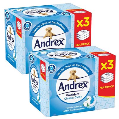 2 x Multipack Box Wipes Washlets Classic Clean Cotton Fresh Moist Flashable Toilet Tissue