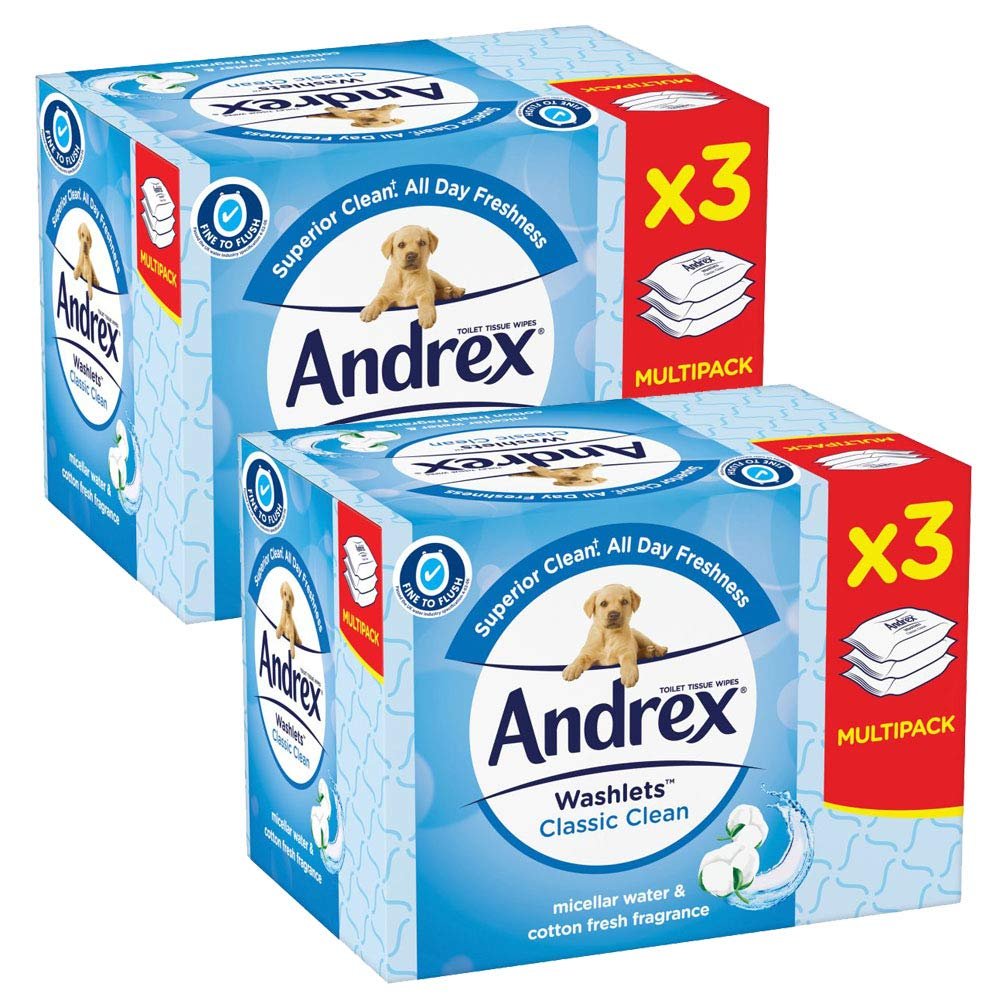2 x Multipack Box Wipes Washlets Classic Clean Cotton Fresh Moist Flashable Toilet Tissue