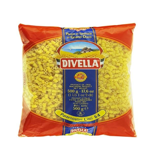 DIVELLA DURUM Wheat Semolina Pasta PATERNOSTINI Smooth 64 GR 500 X 24
