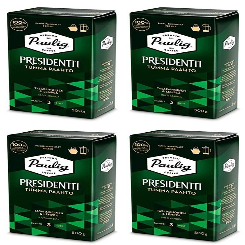 Paulig Presidentti Dark Roast pan Ground Coffee 4 Pack of 500g