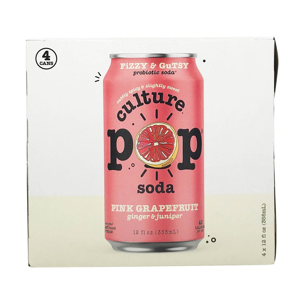 Culture Pop Soda Pink Grapefruit Probiotic Soda 4pk, 12 FZ