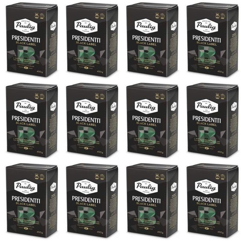 Paulig Presidentti Black Label Ground Coffee 12 Pack of 450g