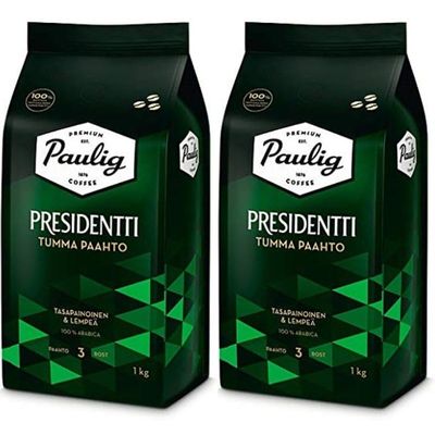 Paulig Presidentti Dark Roast Bean Coffee 2 Pack of 1kg