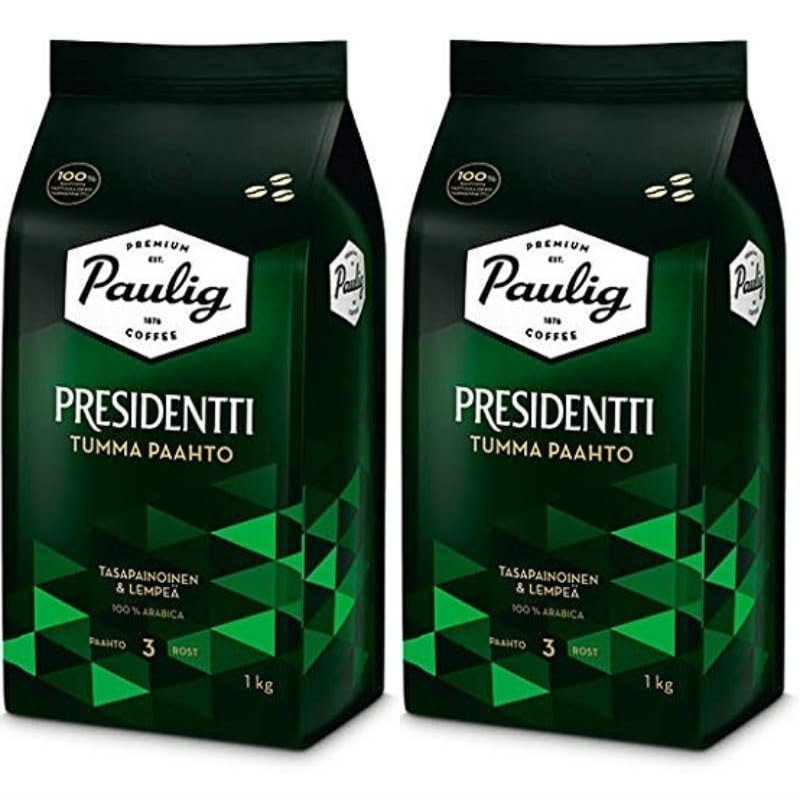 Paulig Presidentti Dark Roast Bean Coffee 2 Pack of 1kg