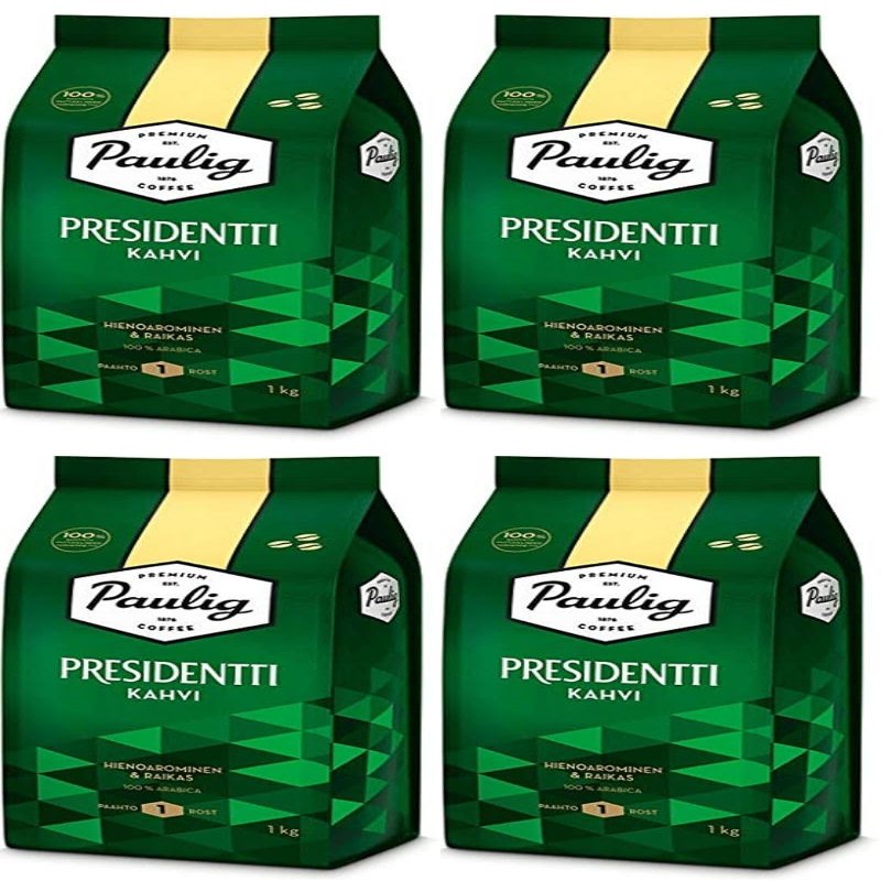 Paulig Presidentti Bean Coffee 4 Pack of 1kg