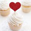 Glitter Heart Cupcake Toppers,50 PCS Love Valentine's Day Food Picks Cake Decorations for Wedding Bridal Birthday Party Baby Shower view 4