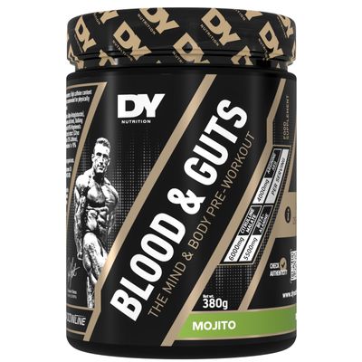 DY Nutrition - Blood & Guts Pre Workout Powder, 380g (Mojito) - High Strength Preworkout with 350mg Caffeine, Citrulline Malate, Beta Alanine, Arginine AKG, L-Tyrosine, Vitamin B3 for Men & Women