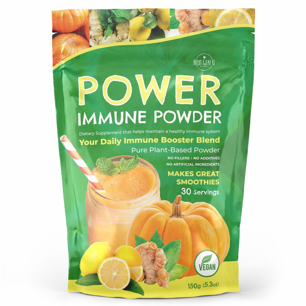 Immune Support Supplement Powder - 150g - Superfood Booster for Adults - Vegan Immunity Health Powder for Smoothies - Plant Based and Gluten Free with Natural Vitamins + Antioxidants - by NextGenU