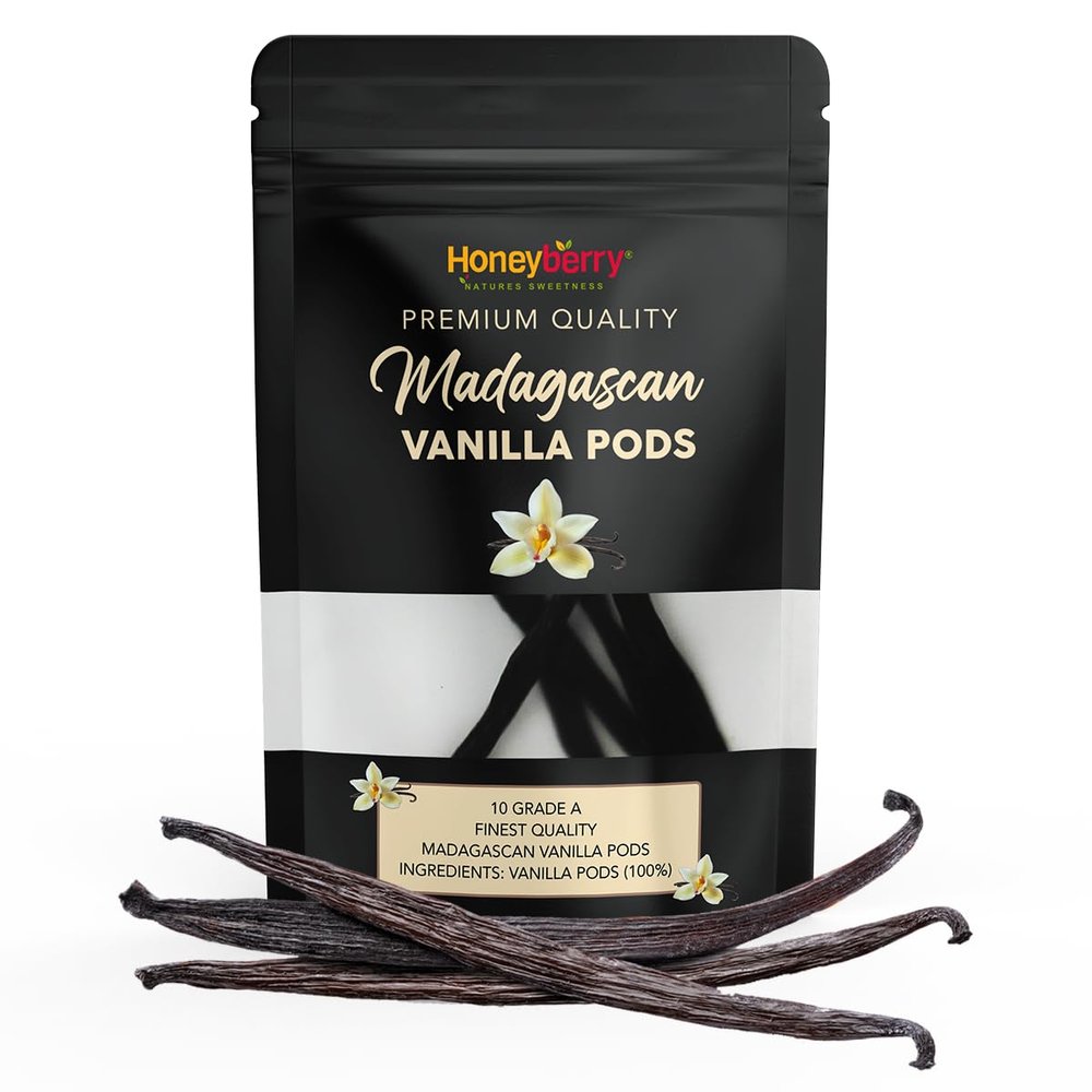 10x Premium Madagascan Bourbon Vanilla Pods Grade A (12-14cm) - Authentic Madagascar Cured Vanilla Beans Sticks Planifolia Type - Hand Picked Traceable from Source - (10 Pods)