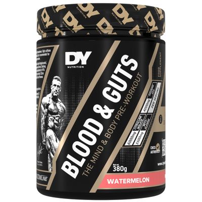 DY Nutrition - Blood & Guts Pre Workout Powder, 380g (Watermelon) - High Strength Preworkout with 350mg Caffeine, Citrulline Malate, Beta Alanine, Arginine AKG, L-Tyrosine, Vitamin B3 for Men & Women