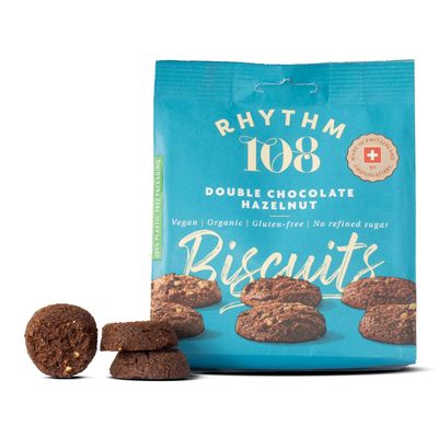 Rhythm 108 Swiss Biscuits Double Choc Hazelnut Share Bag 135g (Pack of 8)