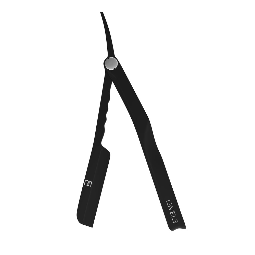 Level 3 Milly Razor Holder - Excellent Grip and Control - Blades Not Included - Precision Shaving Control - Level Three Straight Holder (Black)