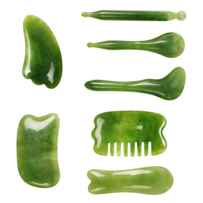 1 Set 7pcs Scraping Massage Tools Scraping Massage Stone Face Skin Care Massaging Board Beauty Supplies for Body Stick Full Body Suits Board Beeswax
