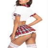 ADOME Lingerie for Women Sexy Schoolgirl Costume 0utfit Lingerie Set Lace Student Cosplay Roleplay with Top and Mini Skirt, A-white, XXXL view 4