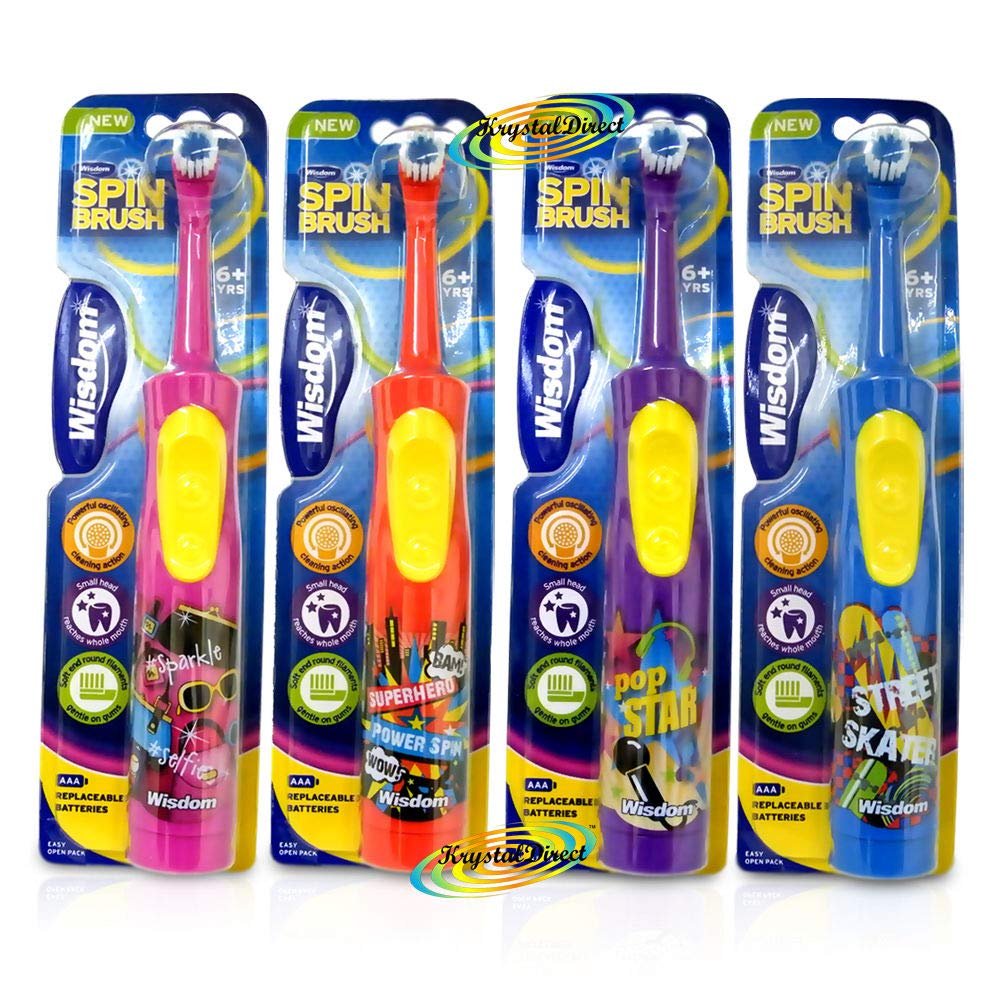 Wisdom Electric Kids Toothbrush with Spin Brush Whitening Battery 6+Years(Random Color)