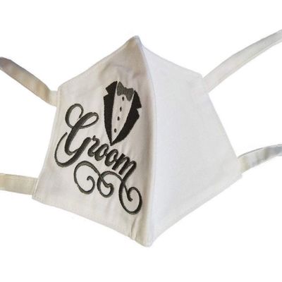 Groom Face Mask 100% Cotton Face Mask Triple Layers Washable Reusable Wedding Day Face Covering