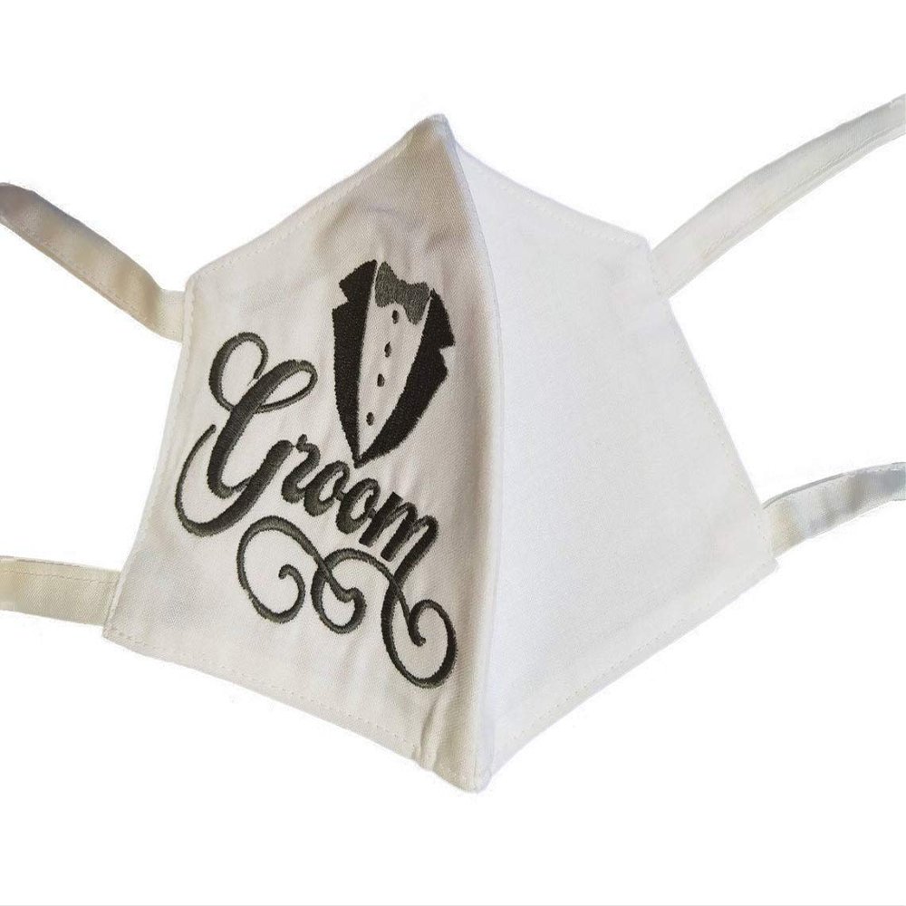 Groom Face Mask 100% Cotton Face Mask Triple Layers Washable Reusable Wedding Day Face Covering