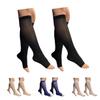 HealthyNees 2 Pair 8-15 mmHg Sheer Compression Leg Calf Shin Thin Open Toe Socks, Leg Compression Sleeve - black - X-Large view 1