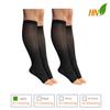 HealthyNees 2 Pair 8-15 mmHg Sheer Compression Leg Calf Shin Thin Open Toe Socks, Leg Compression Sleeve - black - X-Large view 2
