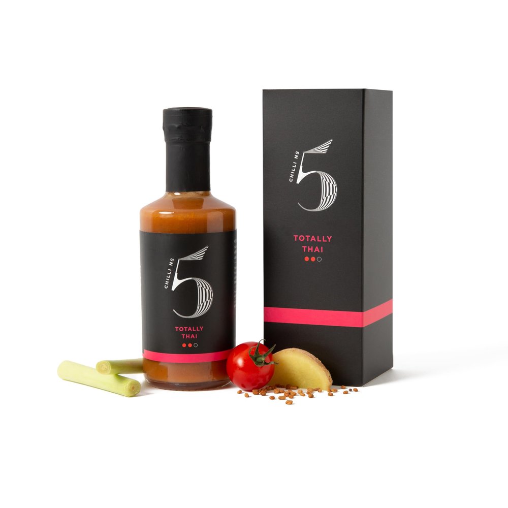 Chilli No. 5 Totally Thai Spicy Stir-fry Hot Sauce, Exclusive Five Chilli Blend, Healthy Superfoods, Vegan, Gluten Free, No Artificial Colours or Flavourings 200 ml Bottle