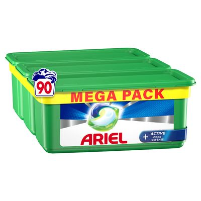 Ariel All-in-1 PODS Washing Liquid Laundry Detergent Tablets/Capsules, 90 Washes (30 x 3), With Active Odour Defence, Removes Tough Stains & Odours