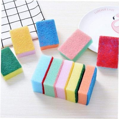 10pcs/Set Household Dish Wash Cleaning Sponges Colored Sponge Scouring Pads Kitchen Sponges Cleaner Tool Random Color