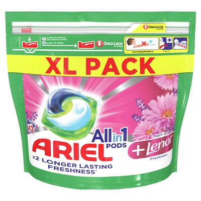 Ariel All-in-1 Pods +Lenor Freshness Washing Liquid Capsules, 43 Washes green