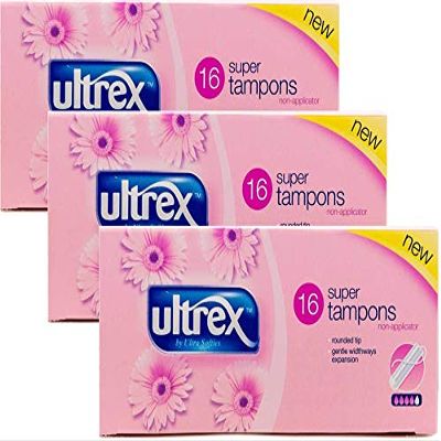 3 x Ultrex Super Non-applicator Tampons -16pk
