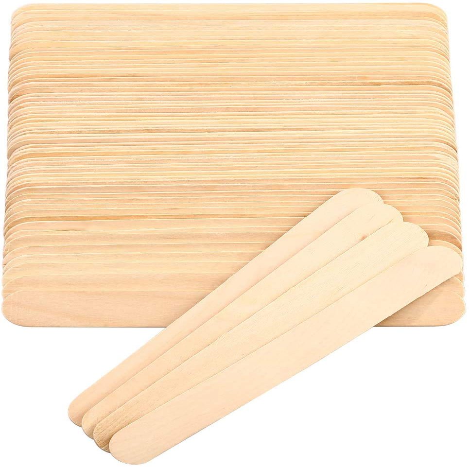 Yicare 100 Pcs Disposable Wooden Waxing Spatulas Wax Applicator Sticks for Hair Removal Round Ended