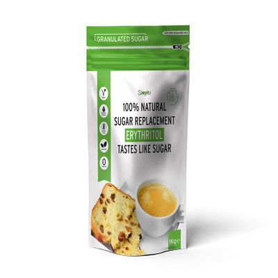 100% Natural Erythritol Sugar Replacement 1Kg (2.2 lb) Granulated Sugar - Zero Calorie - No Bitter Taste