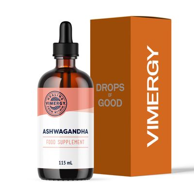 VIMERGY Organic Liquid Ashwagandha - New Root-Extract Formula Adaptogen - USDA Organic, Vegan, Kosher, Paleo, Gluten-Free Full (115ml) Sizes