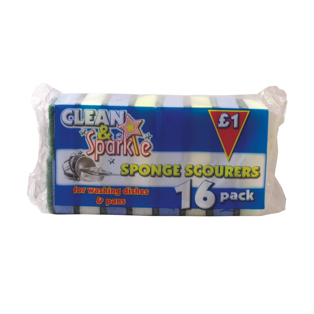 Ramon Clean & Sparkle Scourer Sponge Pack of 16 Piece Multi Colour