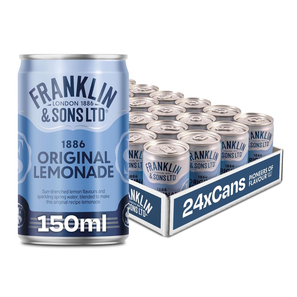 Franklin & Sons 1886 Original Lemonade | 24 x 150ml Can Case | Traditional Recipe | Founded 1886 | Sharp, Sweet And Crisp | Fresh Lemon Taste | Premium Mixer | Fizzer for Longer | Lemonade Cans