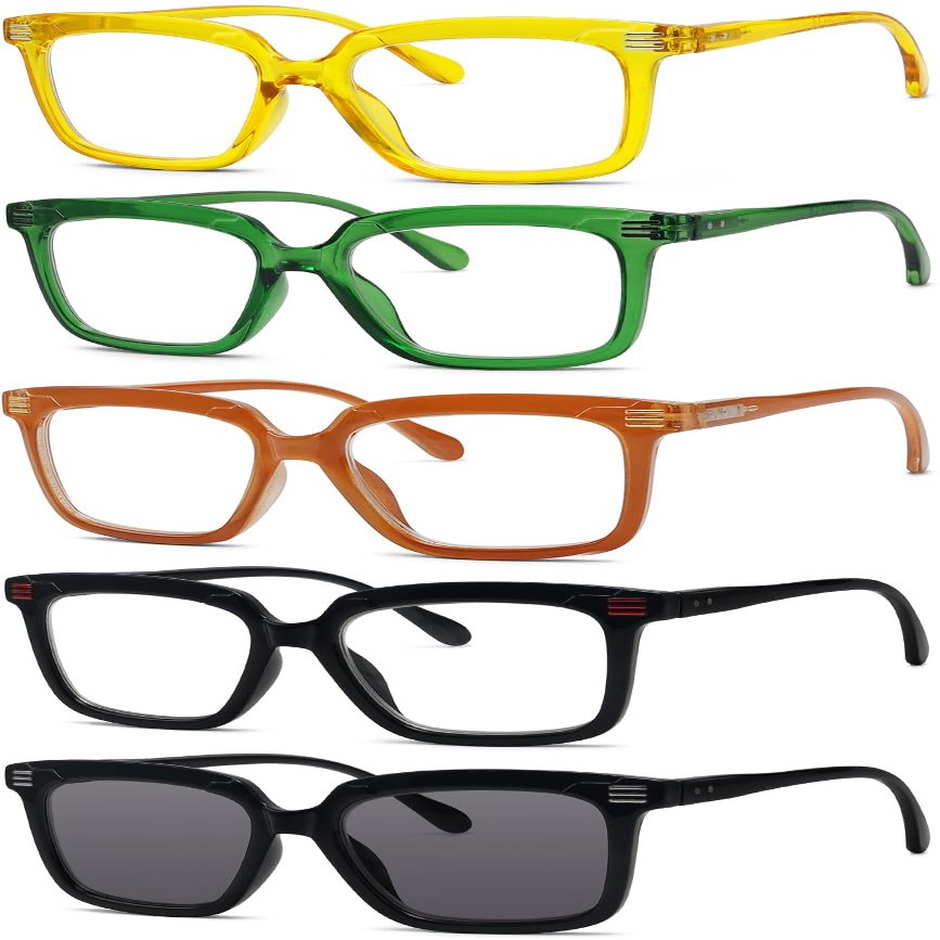 Eyekepper 5-Pack Square Reading Glasses for Women Large Frame Readers +1.00