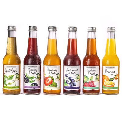 Barn Farm Drinks Fruit Juice Mixed Case - 12 Delicious Flavoured Fruit Juices - Soft Drinks - 6 Different Flavours - 100% Fruit Juice - 1 of Your 5 Day - 275ml Glass Bottles
