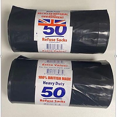 100 Bin Bags Heavy Duty, Refuse Pack,100L, For Waste Dustbin Home Kitchen Garden Waste, 100% Recycled, UK Made, 50X 2