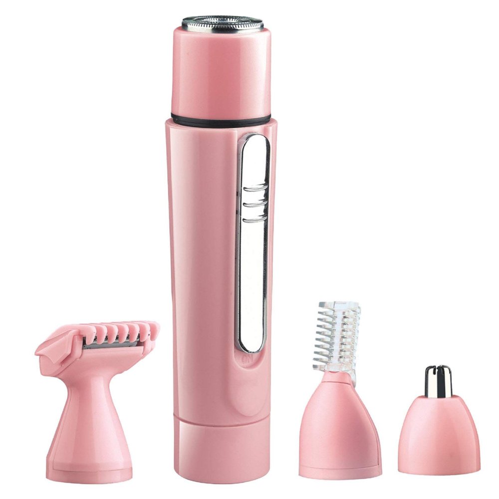 4 in 1 Women Electric Epilator Rechargeable Eyebrow Nasal Shaver Hair Removal Depilation Tools - Pink