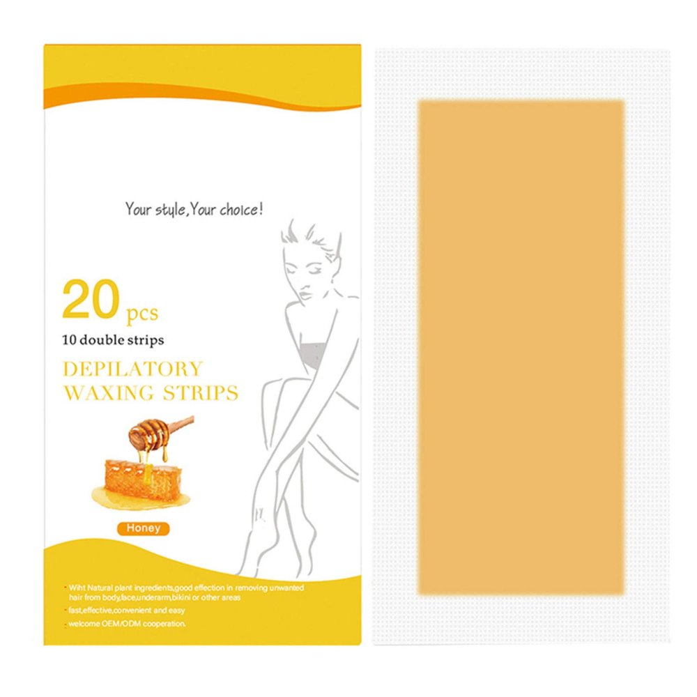 20Pcs Double Sided Disposable Lip Arm Paper Strips Stickers Hair Removal Depilation Tools - Honey