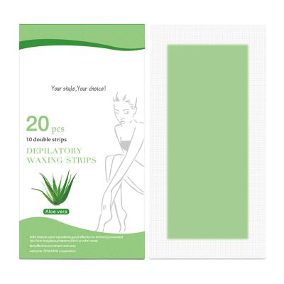 20Pcs Double Sided Disposable Lip Arm Paper Strips Stickers Hair Removal Depilation Tools - Aloe*